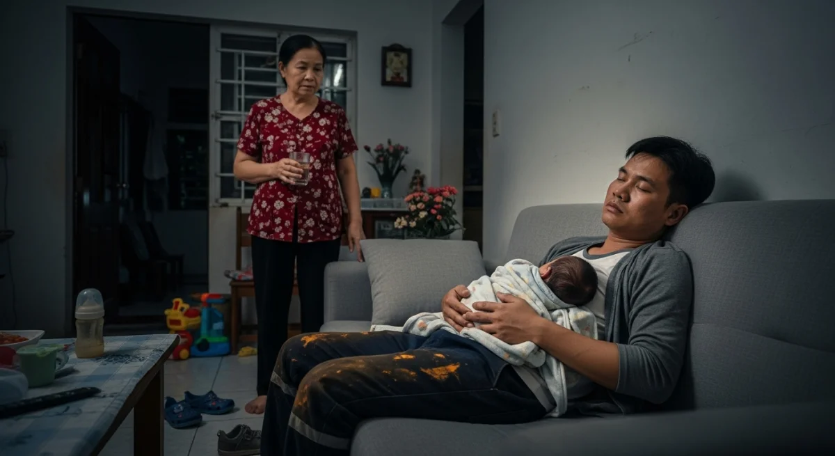 Con trai bị con dâu đạp dậy bế con khi vừa đi ngủ lúc 2h sáng-1.webp