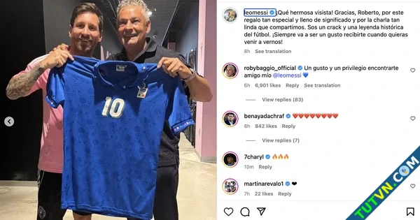 Cựu danh thủ Roberto Baggio bất ngờ gặp Messi Inter Miami có viện binh trở lại-1.webp