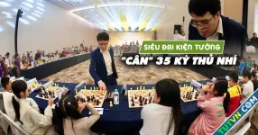 5 tiếng cân não giữa siêu đại kiện tướng Lê Quang Liêm và 35 kỳ thủ nhí