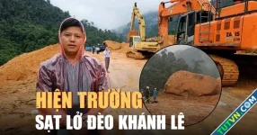 Hiện trường hàng ngàn khối đất đá chắn ngang đèo Khánh Lê