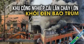 Cháy lớn tại Khu công nghiệp Cái Lân, khói đen bao trùm