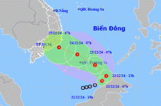 Áp thấp nhiệt đới đổi hướng, tiến về quần đảo Trường Sa
