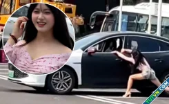 Cô gái dùng tay không kéo ôtô vào chỗ đổ khiến thanh niên 'ớn lạnh'