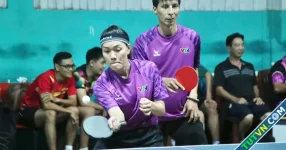 Sôi nổi giải bóng bàn Cúp Cơ quan đại diện Cục Truyền thông CAND tại TPHCM-1.webp