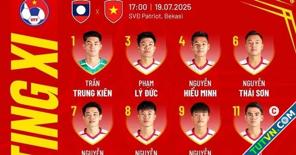 Đội hình U23 Việt Nam đấu Lào Văn Khang đội trưởng Lý Đức đá chính Lê Viktor dự bị-1.webp