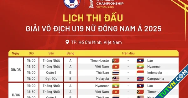 Lịch thi đấu đội nữ U19 Việt Nam mới nhất Mục tiêu vô địch phá dớp trước người Thái-1.webp